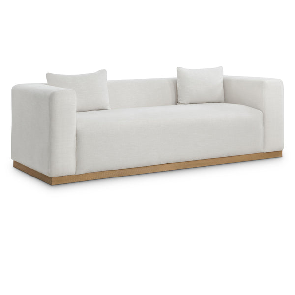 Meridian Alfie Cream Linen Textured Fabic Sofa IMAGE 1