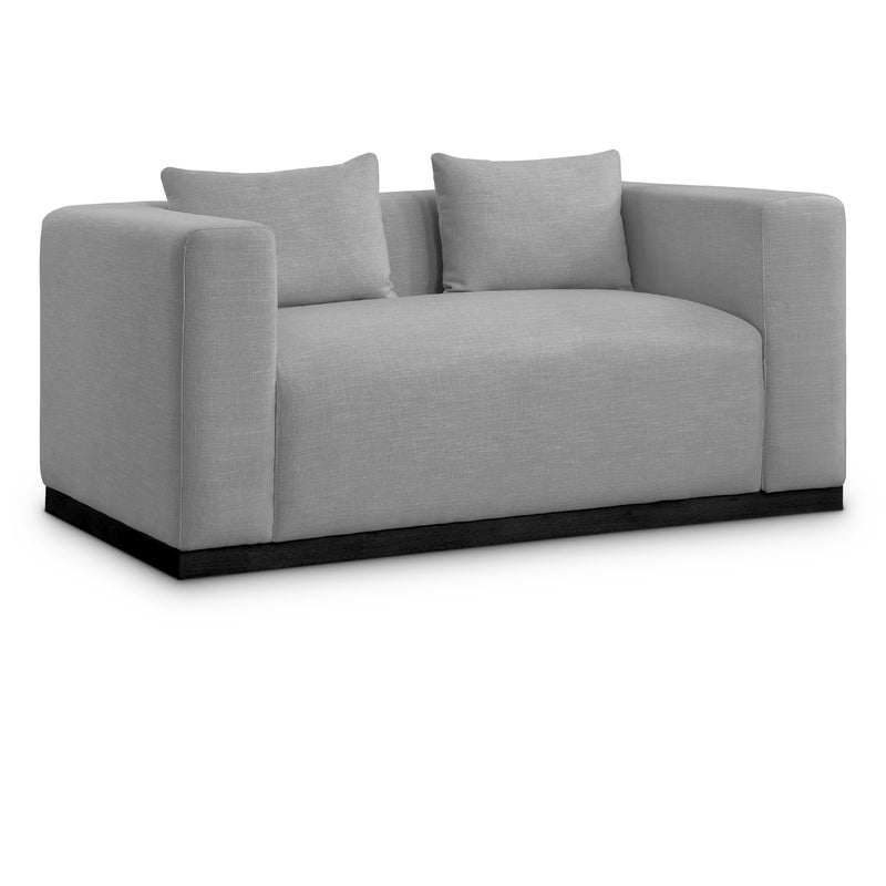 Meridian Alfie Grey Linen Textured Fabic Loveseat IMAGE 1