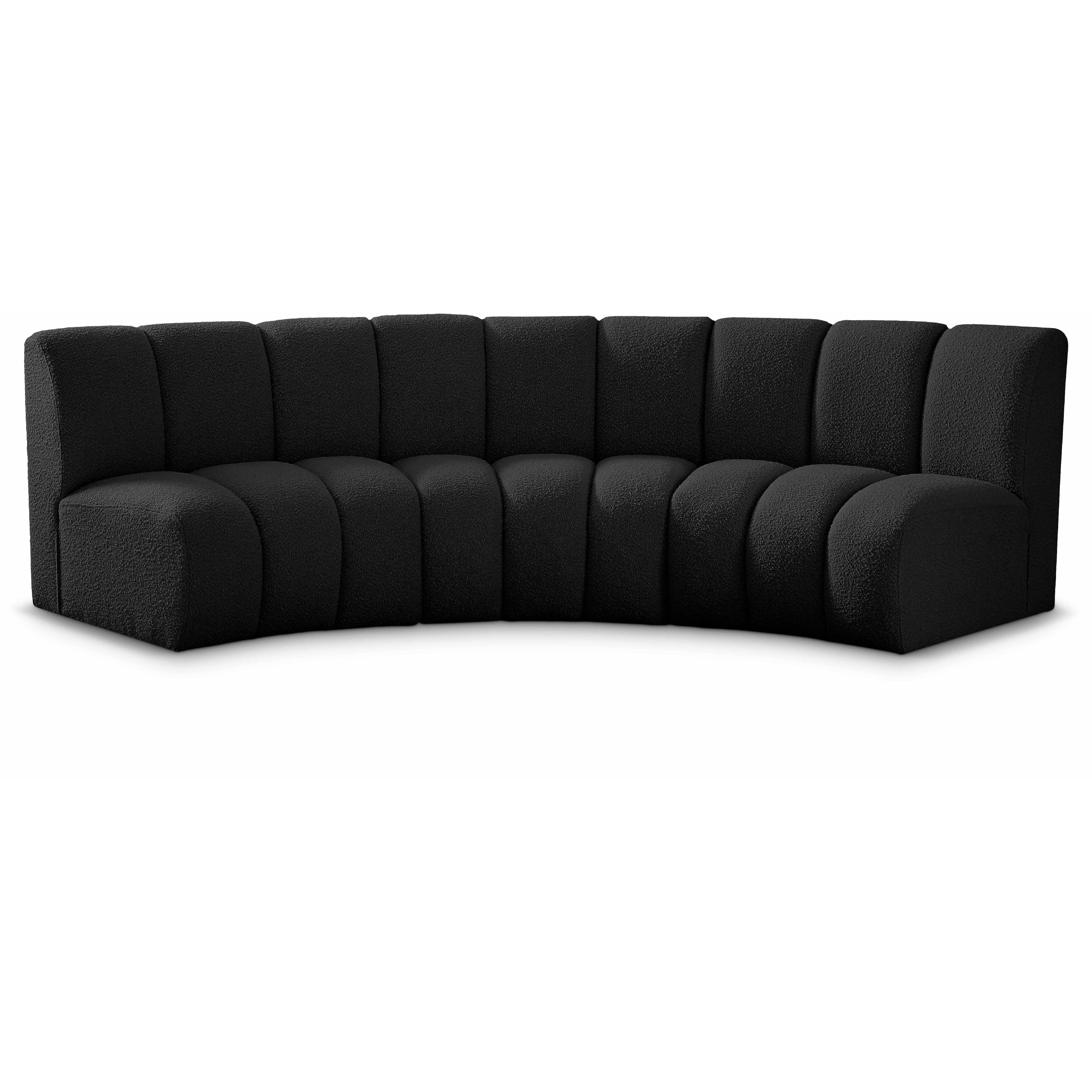 Meridian Infinity Black Boucle Fabric 3 pc Modular Sectional