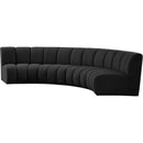 Meridian Infinity Black Boucle Fabric 4 pc Modular Sectional IMAGE 3