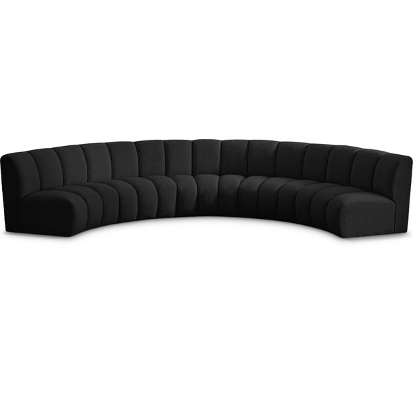 Meridian Infinity Black Boucle Fabric 5 pc Modular Sectional IMAGE 1