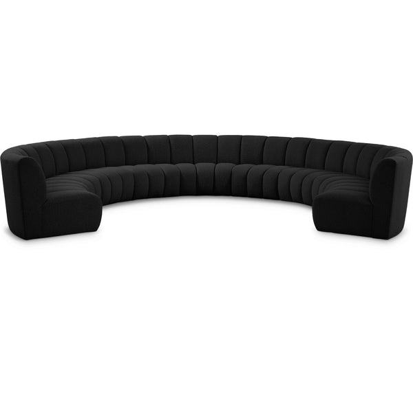 Meridian Infinity Black Boucle Fabric 9 pc Modular Sectional IMAGE 1