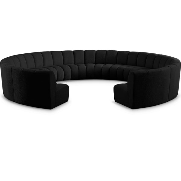 Meridian Infinity Black Boucle Fabric 11 pc Modular Sectional IMAGE 1