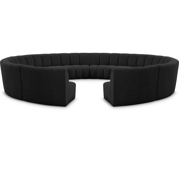 Meridian Infinity Black Boucle Fabric 12 pc Modular Sectional IMAGE 1