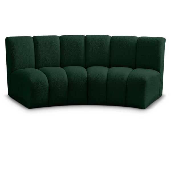 Meridian Infinity Green Boucle Fabric 2 pc Modular Sectional IMAGE 1