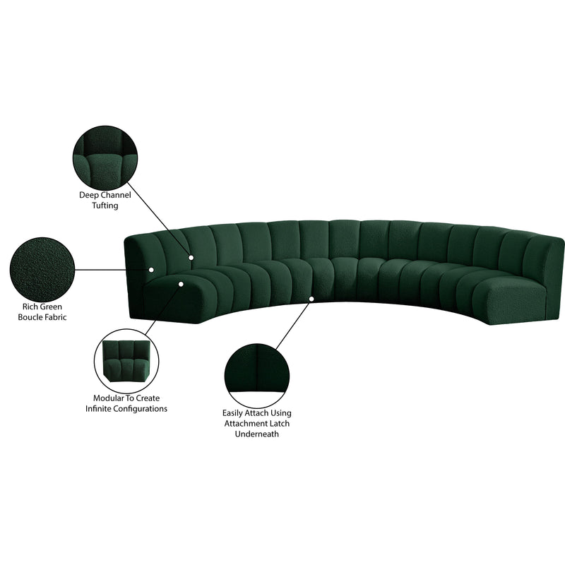 Meridian Infinity Green Boucle Fabric 5 pc Modular Sectional IMAGE 12