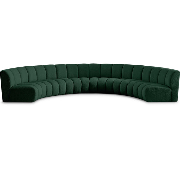 Meridian Infinity Green Boucle Fabric 6 pc Modular Sectional IMAGE 1