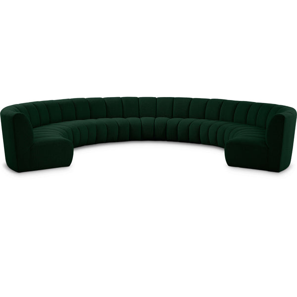 Meridian Infinity Green Boucle Fabric 9 pc Modular Sectional IMAGE 1
