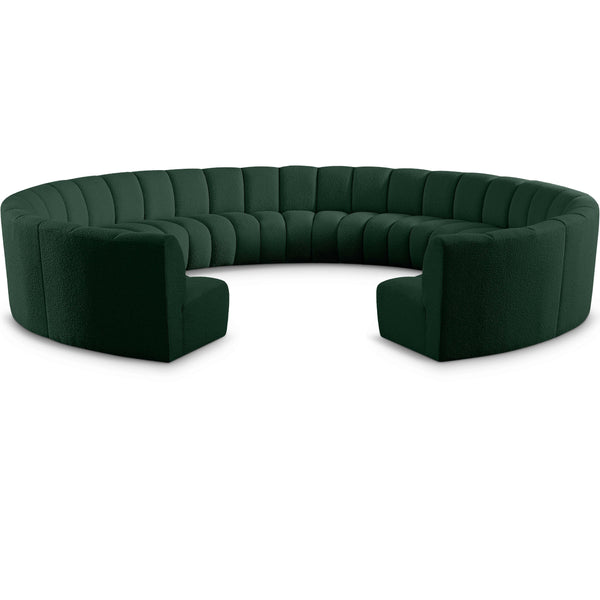 Meridian Infinity Green Boucle Fabric 11 pc Modular Sectional IMAGE 1