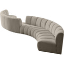 Meridian Infinity Brown Boucle Fabric 6 pc Modular Sectional IMAGE 3
