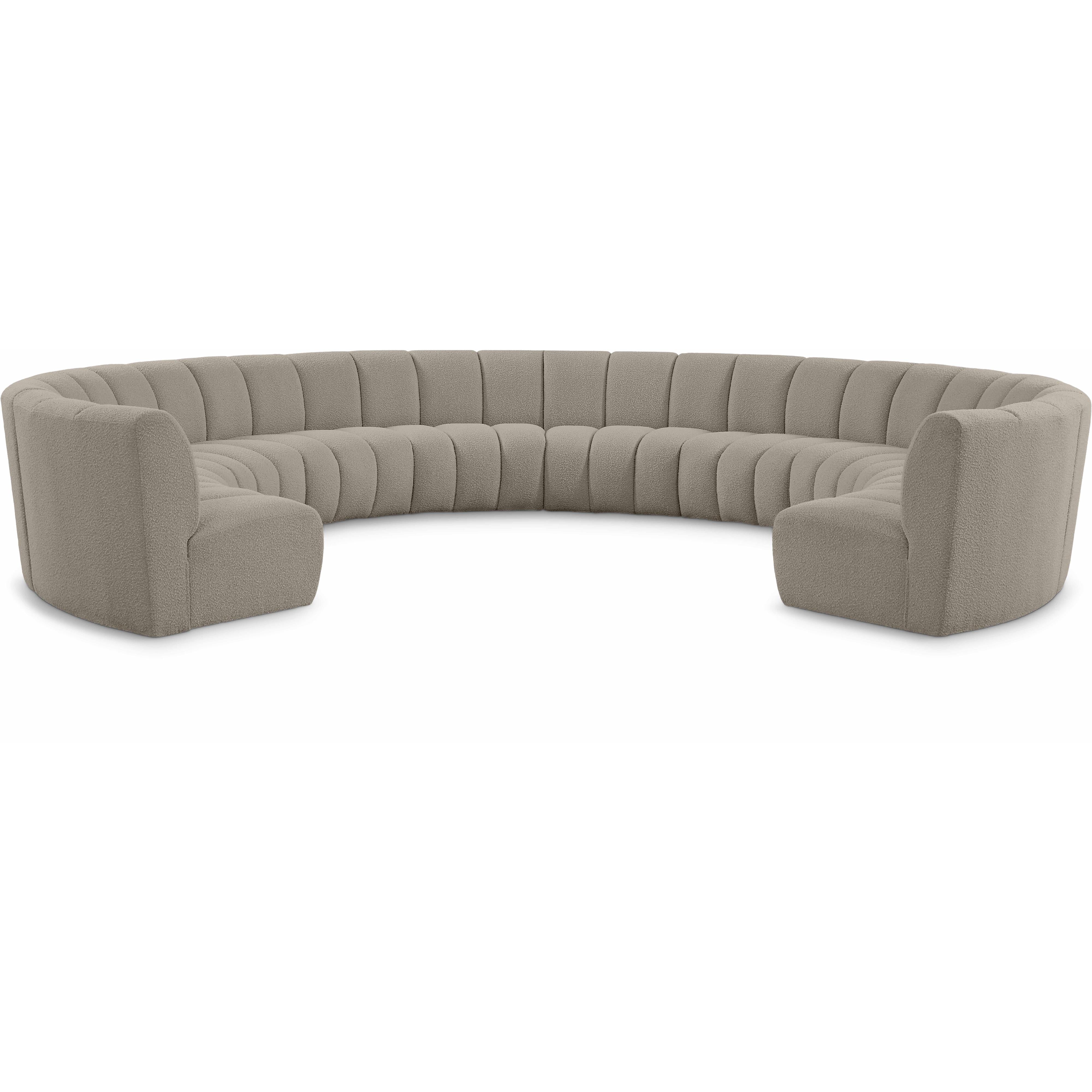 Meridian Infinity Brown Boucle Fabric 10 pc Modular Sectional