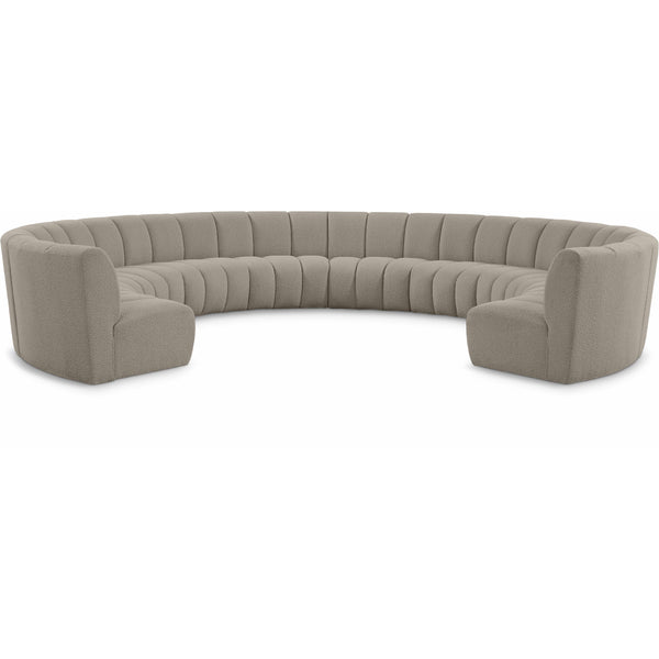 Meridian Infinity Brown Boucle Fabric 10 pc Modular Sectional IMAGE 1