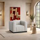 Meridian Lucia Beige Linen Textured Fabric Chair IMAGE 2