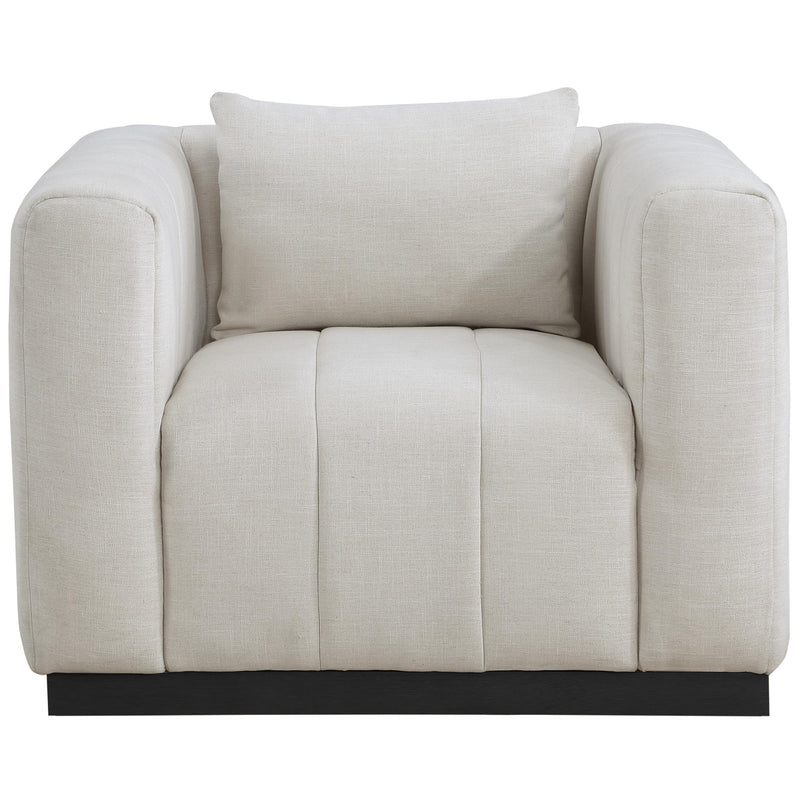 Meridian Lucia Beige Linen Textured Fabric Chair IMAGE 4