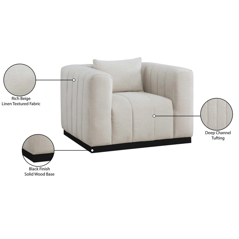 Meridian Lucia Beige Linen Textured Fabric Chair IMAGE 9