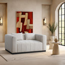 Meridian Lucia Beige Linen Textured Fabric Loveseat IMAGE 2