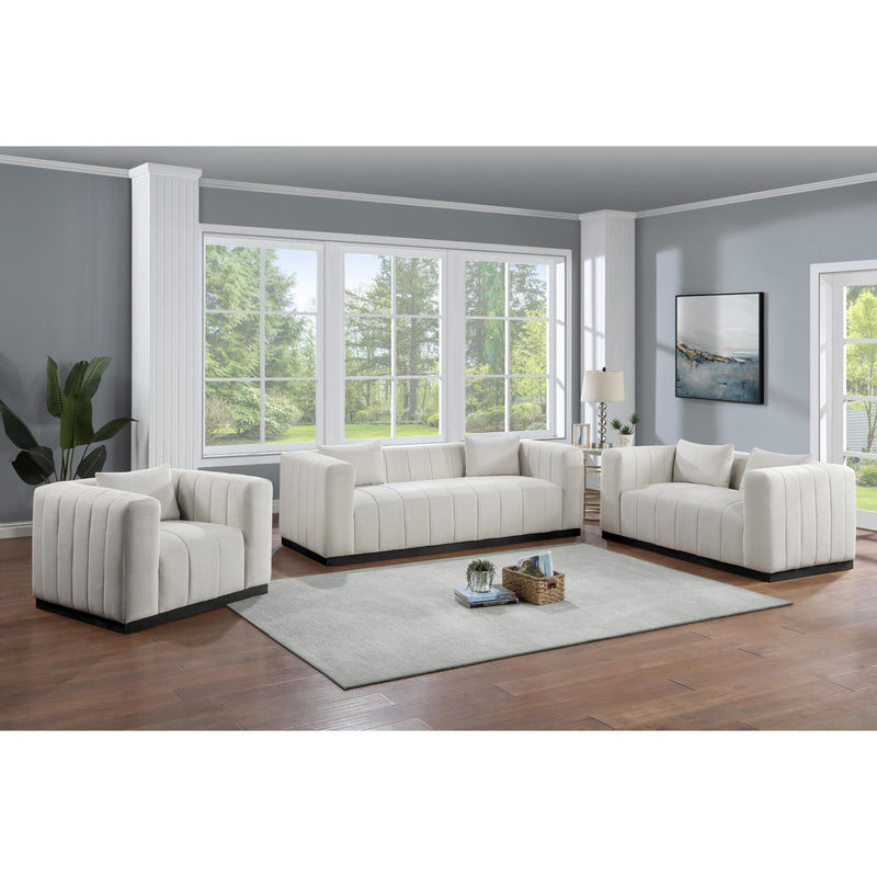 Meridian Lucia Beige Linen Textured Fabric Loveseat IMAGE 7