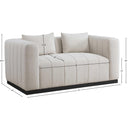 Meridian Lucia Beige Linen Textured Fabric Loveseat IMAGE 8