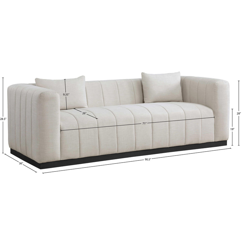 Meridian Lucia Beige Linen Textured Fabric Sofa IMAGE 8