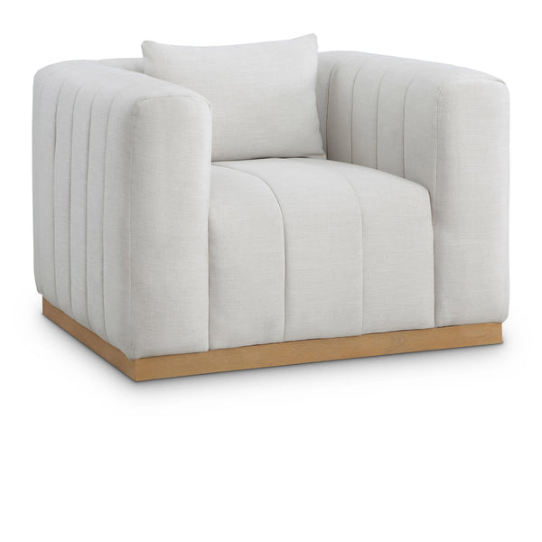 Meridian Lucia Cream Linen Textured Fabric Chair IMAGE 1