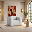 Meridian Lucia Cream Linen Textured Fabric Chair IMAGE 2