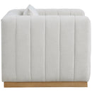 Meridian Lucia Cream Linen Textured Fabric Chair IMAGE 5