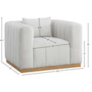 Meridian Lucia Cream Linen Textured Fabric Chair IMAGE 8