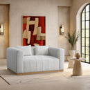 Meridian Lucia Cream Linen Textured Fabric Loveseat IMAGE 2