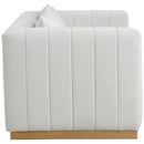 Meridian Lucia Cream Linen Textured Fabric Loveseat IMAGE 5