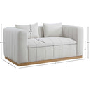 Meridian Lucia Cream Linen Textured Fabric Loveseat IMAGE 8