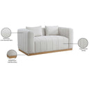 Meridian Lucia Cream Linen Textured Fabric Loveseat IMAGE 9