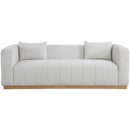 Meridian Lucia Cream Linen Textured Fabric Sofa IMAGE 4