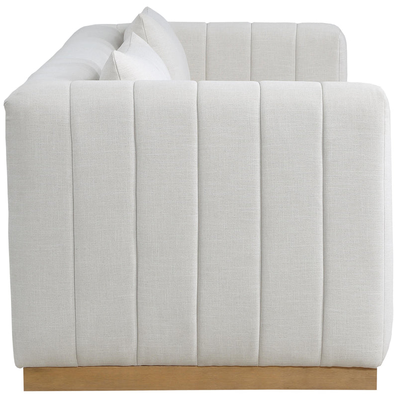 Meridian Lucia Cream Linen Textured Fabric Sofa IMAGE 5