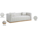 Meridian Lucia Cream Linen Textured Fabric Sofa IMAGE 9