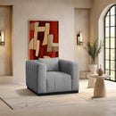 Meridian Lucia Grey Linen Textured Fabric Chair IMAGE 2