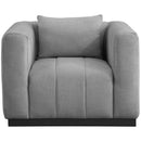 Meridian Lucia Grey Linen Textured Fabric Chair IMAGE 4