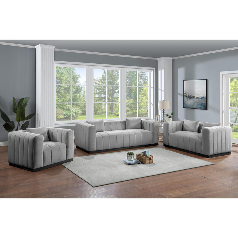 Meridian Lucia Grey Linen Textured Fabric Chair IMAGE 7