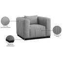 Meridian Lucia Grey Linen Textured Fabric Chair IMAGE 9