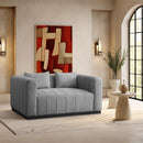 Meridian Lucia Grey Linen Textured Fabric Loveseat IMAGE 2