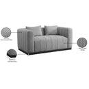 Meridian Lucia Grey Linen Textured Fabric Loveseat IMAGE 9