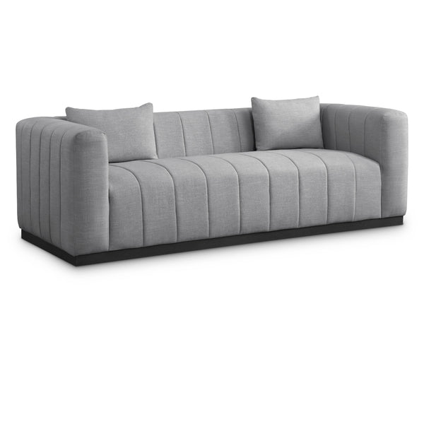 Meridian Lucia Grey Linen Textured Fabric Sofa IMAGE 1