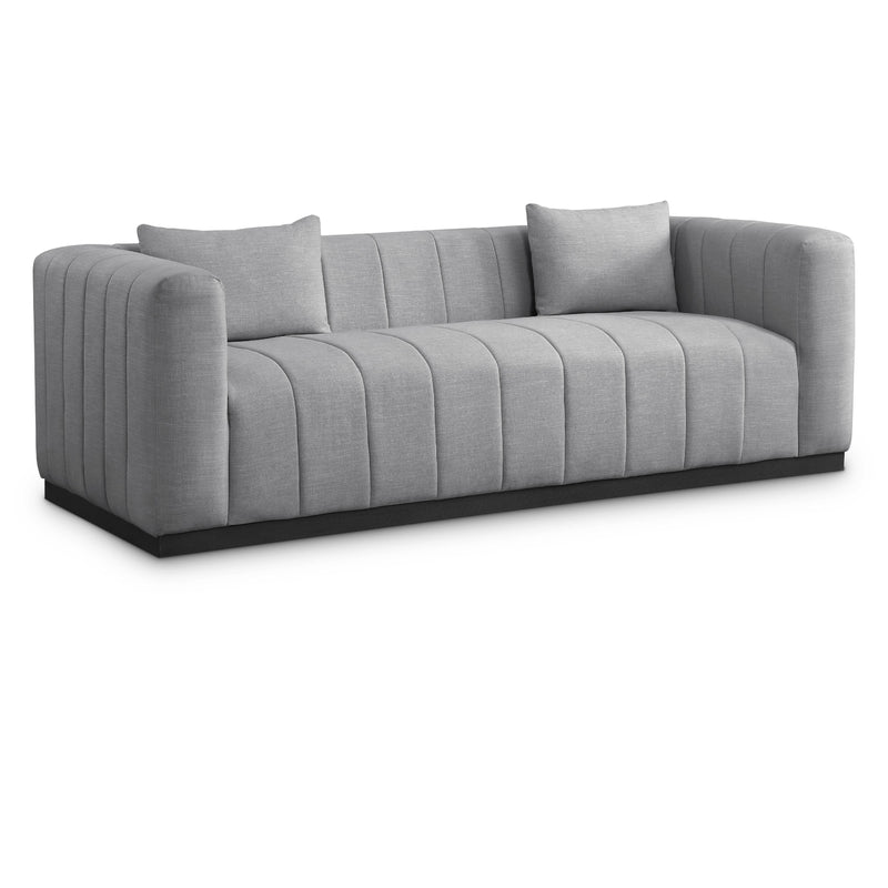 Meridian Lucia Grey Linen Textured Fabric Sofa IMAGE 1
