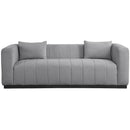 Meridian Lucia Grey Linen Textured Fabric Sofa IMAGE 4