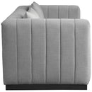 Meridian Lucia Grey Linen Textured Fabric Sofa IMAGE 5