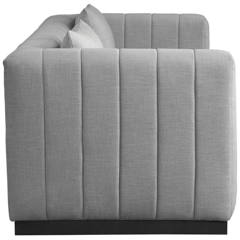 Meridian Lucia Grey Linen Textured Fabric Sofa IMAGE 5