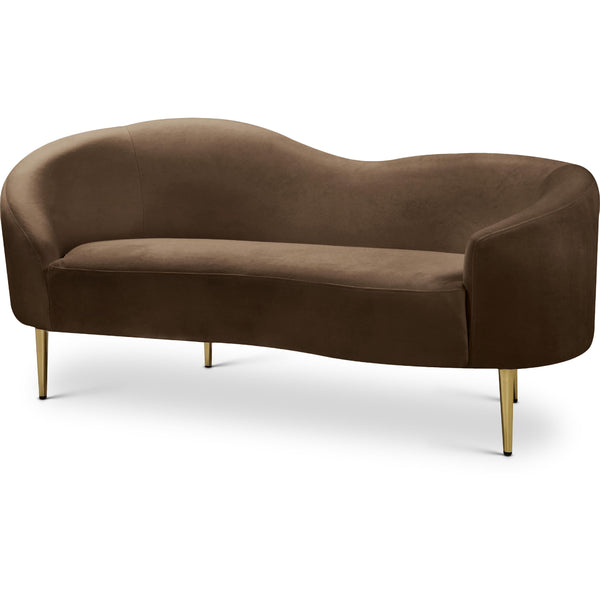 Meridian Ritz Brown Velvet Loveseat IMAGE 1