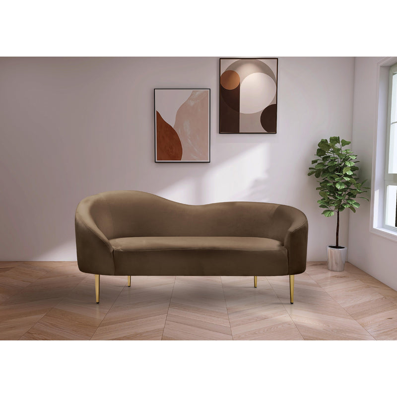 Meridian Ritz Brown Velvet Loveseat IMAGE 2