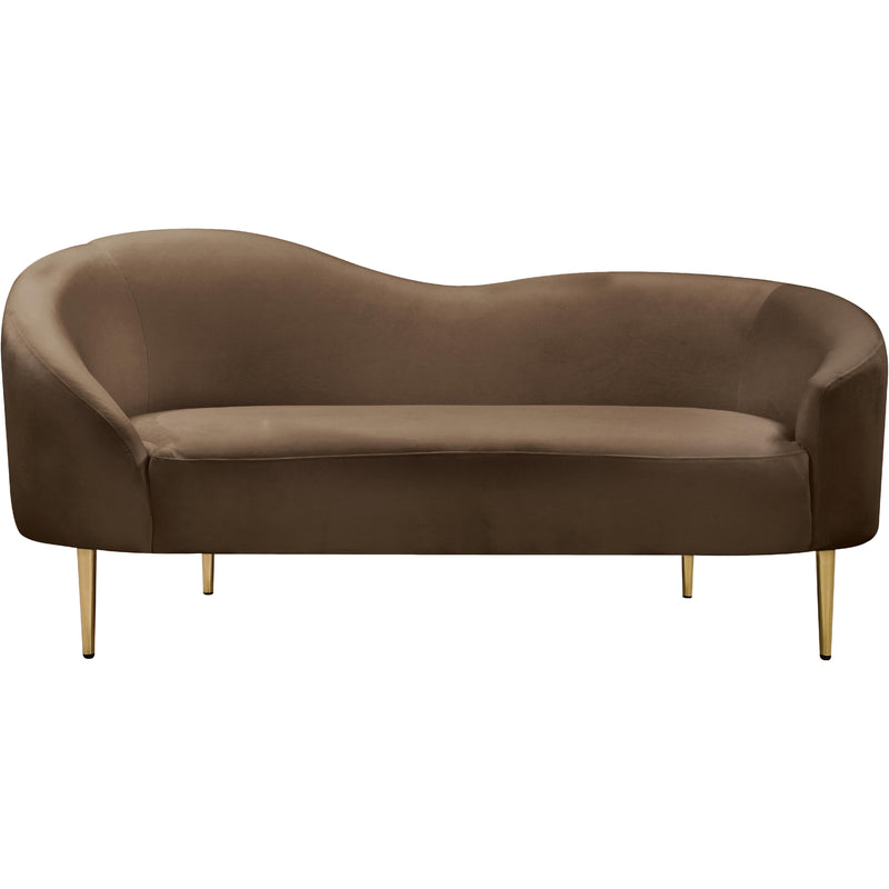 Meridian Ritz Brown Velvet Loveseat IMAGE 3