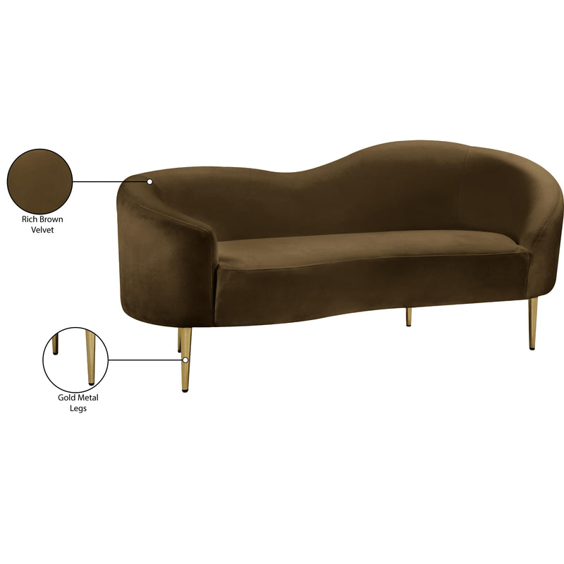 Meridian Ritz Brown Velvet Loveseat IMAGE 9