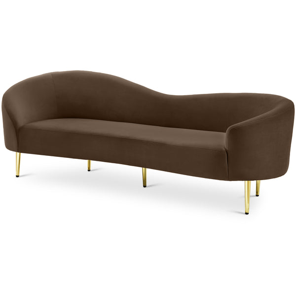 Meridian Ritz Brown Velvet Sofa IMAGE 1